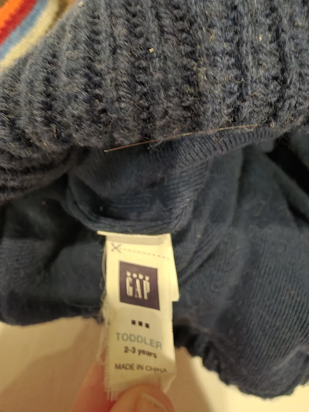 Baby GAP Toddler Navy Multi-Stripe Knit Beanie with Pom Size 2 3t Cute